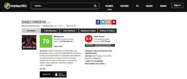 Diablo Immortal es uno de los juegos peor calificados de Blizzard en Metacritic