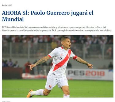 TyC: Guerrero jugará el Mundial