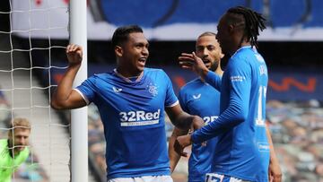 Alfredo Morelos celebrando un gol con Rangers.