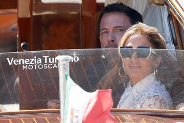 Jennifer Lopez and Ben Affleck arrive in Venice the day before the screening of "The Last Duel", in Venice, Italy, September 9, 2021. REUTERS/Yara Nardi