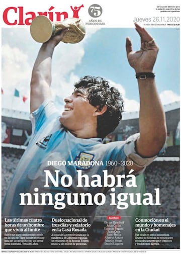 Así vivió la prensa internacional el fallecimiento de Maradona: algunas portadas pasarán a la historia