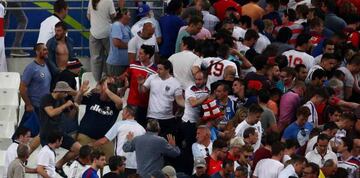 Supporters clash at Stade Vélodrome on Saturday.