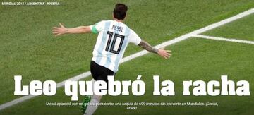 Portada de Olé tras el gol de Messi.