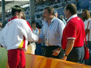 David Cal con Jaime Lissavetzky en los JJOO de Atenas 2004. 
