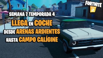 Desaf&iacute;o de Fortnite: &iquest;c&oacute;mo llegar desde Arenas Ardientes hasta Campo Cal&iacute;gine sin salir de un coche?