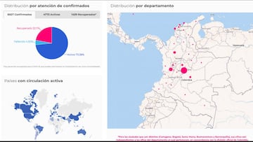 Este es el mapa del coronavirus en Colombia, distribuido por departamentos y regiones, a hoy 30 de abril de 2020. Bogotá es la ciudad más afectada.