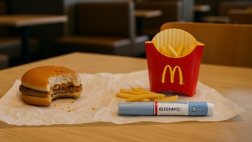 McDonald's meal and Ozempic pen illustration