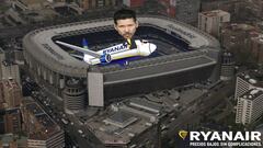 Campaña de Ryanair con el Cholo Simeone huyendo en uno de sus aviones del Bernabéu