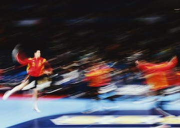 Calentamiento de la selección española de balonmano.