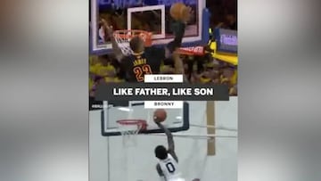 El increíble tapón del hijo de LeBron igual al de su padre