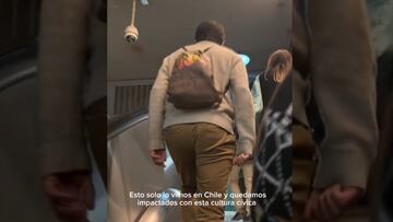 Tiktoker queda impactado por cómo usan los chilenos las escaleras mecánicas del Metro de Santiago y se hace viral al instante