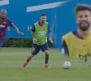 El choque de alta intensidad entre Vidal y Messi en la práctica