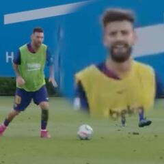 Piqué es el espejo de todos los culés: su cara al ver el doble roto de Messi a Vidal