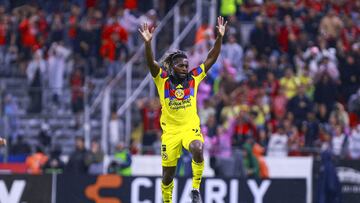 Allan Saint - Maximin celebrates his goal 2-3 of America during the 6th round match between Atlas and America as part of the Liga BBVA MX, Torneo Apertura 2025 at Jalisco Stadium, on August 24, 2025 in Guadalajara, Jalisco, Mexico.