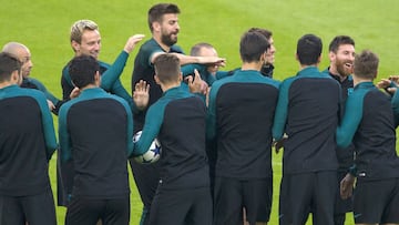 Entrenamiento del Barcelona en el Juventus Stadium.