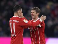James Rodríguez se vuelve a ver con Thomas Müller