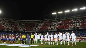 Las plantillas de Atl&eacute;tico y Madrid en el &uacute;ltimo derbi del Calder&oacute;n.