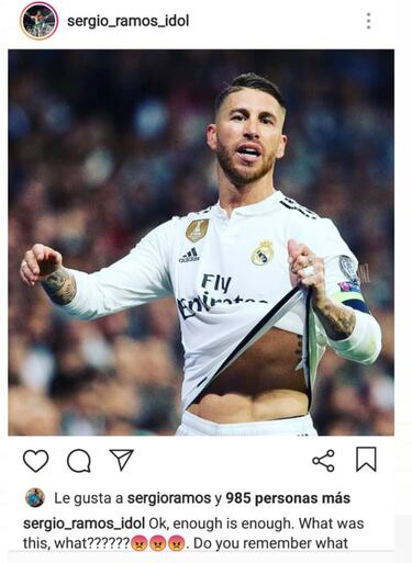 Ramos y su 'like’ a una crítica hacia Courtois, Varane y Nacho