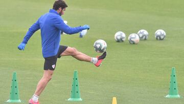 Raúl García, en la sesión de hoy en Lezama