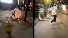 Dodgers fan’s explosive firework mishap captured in terrifying video