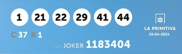 La Primitiva: comprobar los resultados del sorteo de hoy, jueves 25 de abril