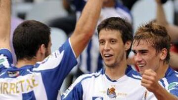 <b>Alegría</b>. El juego de la Real Sociedad ha convencido esta tarde.