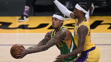 Jordan Clarkson, durante el partido de la NBA qie ha enfrentado a Los Angeles Lakers y a Utah Jazz.