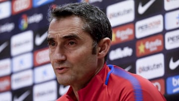 Ernesto Valverde en rueda de prensa. 