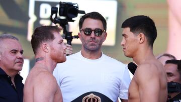 Saúl 'Canelo' Álvarez y Dmitry Bivol, cara a cara en su primer choque.