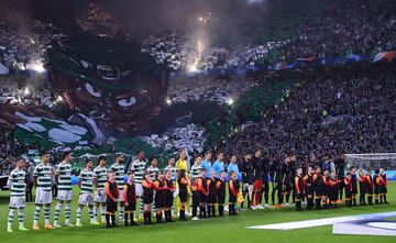 Formación de los equipos del Celtic y Real Madrid.