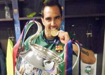 Claudio Bravo y el Barcelona ganaron la Copa del Rey, la Champions League, la Liga BBVA, la Supercopa Europea y el Mundial de Clubes.