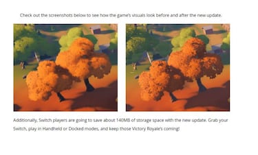 Fortnite recibe mejoras gráficas en Nintendo Switch; resolución y peso