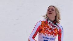 Maria Hoefl-Riesch ganadora del oro en la prueba femenina de esqu&iacute; alpino supercompinada.