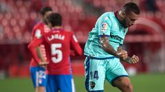 Levante&#039;s Portuguese defender Ruben Vezo celebrates after scoring a goal during the Spanish League football match between Granada and Levante at the Los Carmenes stadium in Granada on November 1, 2020. (Photo by JORGE GUERRERO / AFP)