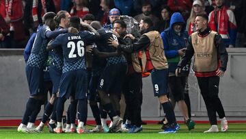 Los jugadores del Braga celebran la victoria de su equipo ante el Union Berlín.