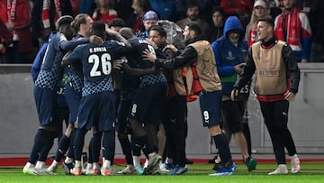 Los jugadores del Braga celebran la victoria de su equipo ante el Union Berlín.