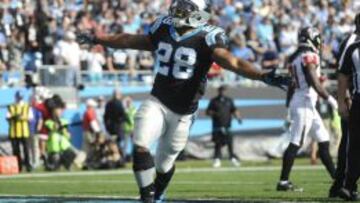 Jonathan Stewart celebra un touchdown a los Atlanta Falcons el domingo pasado.