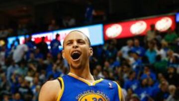 Stephen Curry celebra la victoria.