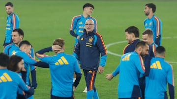 De la Fuente, en el entrenamiento de España en Tiflis.