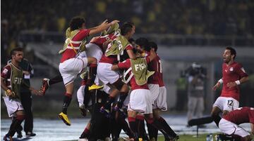 Egipto celebra su primer gol en el Mundial sub 20 ante Brasil. Gol de Omar Gaber