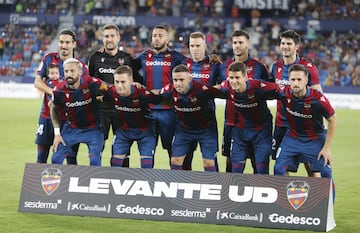 El once inicial del Levante. 

