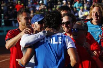 Tenis, Chile v Colombia, Copa Davis 2016.
         , durante el partido de dobles entre Chile ante Colombia por la segunda ronda del Grupo I Americano de Copa Davis.
Iquique, Chile
17/07/2016.
Alex DÃ­az DÃ­az/Photosport