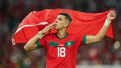 AL RAYYAN, QATAR - DECEMBER 06: Jawad El Yamiq of Morocco celebrates after winning the FIFA World Cup Qatar 2022 Round of 16 match between Morocco and Spain at Education City Stadium on December 6, 2022 in Al Rayyan, Qatar. (Photo by Khalil Bashar/Jam Media/Getty Images)