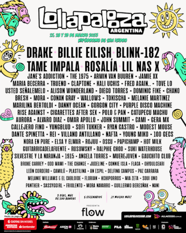 Lollapalooza Argentina 2023, line up: Drake, Billie Eilish, Blink-182 y más