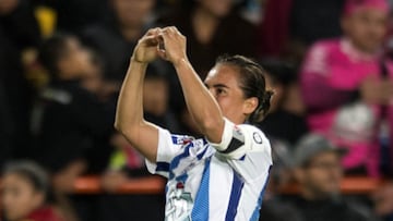 La delantera y capitana de Pachuca marcó doblete y llevó a su equipo al triunfo contra Veracruz 3-0 y a la clasificación tras sumar 29 unidades.