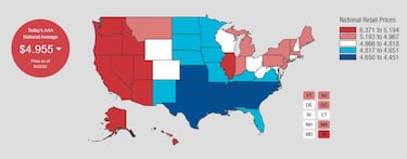 What are gas prices in the US and each state? Today 22 June 2022