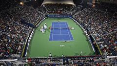 Imagen del partido entre Novak Djokovic y Gael Monfils en el Dubai Duty Free Tennis Championship 2020.