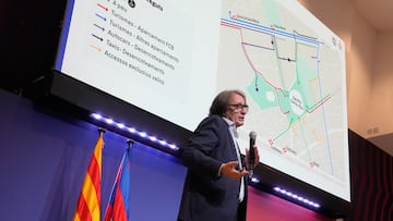 GRAFCAT1992. BARCELONA, 13/12/2024.- El director del área de sostenibilidad del FC Barcelona Jordi Portabella, durante la presentación hoy del plan de mobilidad sostenible para el regreso parcial al Spotify Camp Nou. EFE/Enric Fontcuberta