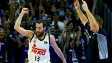 Sergio Rodríguez, en la eliminatoria ante el Herbalife Gran Canaria en la que promedia 23 puntos.