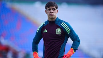 Emmanuel Ochoa of Mexico during the match Quarter-Final between Mexico (Mexican National Team) and Costa Rica as part of the Concacaf Under-20 Championship Mexico 2024, at Sergio Leon Chavez Stadium on July 31, 2024 in Irapuato, Guanajuato, Mexico.